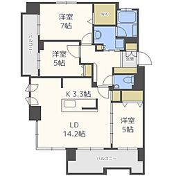 クリオ円山鳥居前 3LDKの間取図画像