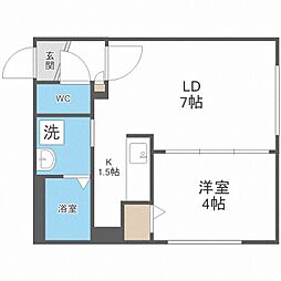 ラフィーネ栄町 1LDKの間取図画像