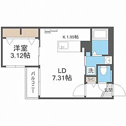 ベラルーチェ新札幌 1LDKの間取図画像