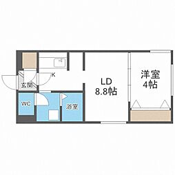 プリヴィレッジ東札幌 1LDKの間取図画像