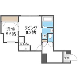 植物園テラス 1DKの間取図画像
