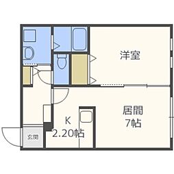 K'skowaN20 1LDKの間取図画像