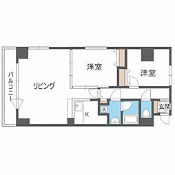 シティーコート北1条 2LDKの間取図画像