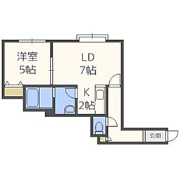 ビー・ブルー 1LDKの間取図画像