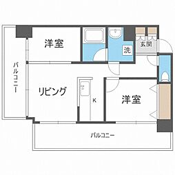 KDXレジデンス菊水四条 2LDKの間取図画像