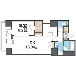 マストライフ南4条 1LDKの間取図画像