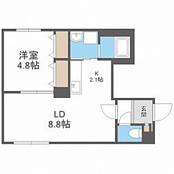レクスベイル発寒 1LDKの間取図画像