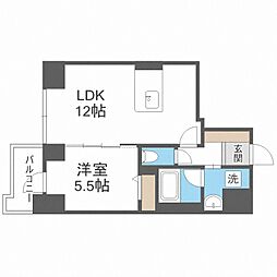 マストライフ南4条 1LDKの間取図画像