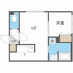 グランディー桑園 1LDKの間取図画像
