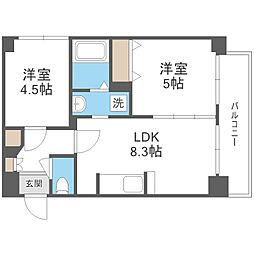 メゾン・ド・ヴィレ桑園 2LDKの間取図画像
