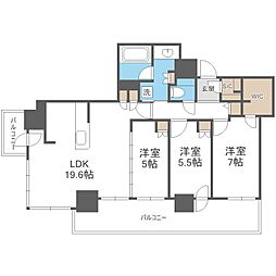 ザ・札幌タワーズイーストタワー 3LDKの間取図画像