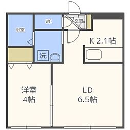 オルキデア西線9条 1LDKの間取図画像