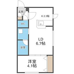 サンステージS5W12B棟 1LDKの間取図画像