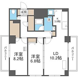 ビッグパレス南5条 2LDKの間取図画像