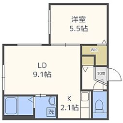 エルキューブ学園前 1LDKの間取図画像