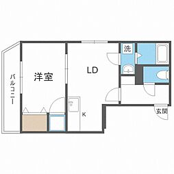タイムズコート南8条壱番館 1LDKの間取図画像