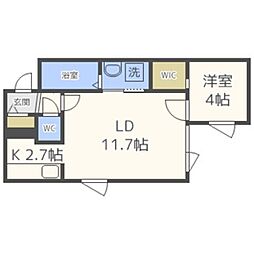 ブルーイング西町 1LDKの間取図画像