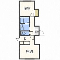 グラスN21 1LDKの間取図画像