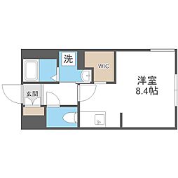 カレラ豊平2ｎｄ 3階ワンルームの間取り