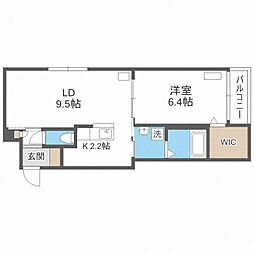 グランスター9 3階1LDKの間取り