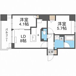 ラ・クラッセ札幌大通ウエスト 8階2DKの間取り