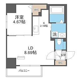 S-RESIDENCE大通公園 admirio 1LDKの間取図画像