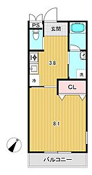 初石新築アパート 1Kの間取図画像
