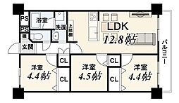 エクセランス向日町 3LDKの間取図画像