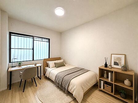 【洋室】約6.1帖のゆとりのある洋室。主寝室としてはもちろん、落ち着いたプライベート空間を演出します。※本画像は実際の写真にCG加工を加えたもので実際とは異なります。現地(2026年3月)撮影