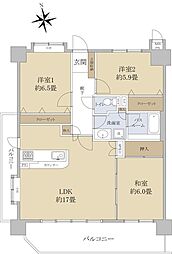 ライオンズマンション御影ルネッサンス 4階3LDKの間取り