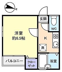 メゾン薬円台 2階1Kの間取り