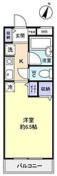 ＴＫマンション 4階1Kの間取り