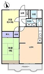 グレース田喜野井III番館 2階2LDKの間取り