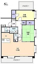 ラ・フォレ23 2階2LDKの間取り