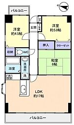 ラフィーネ八千代 8階3LDKの間取り
