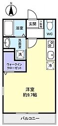 クオーレ習志野台II 2階ワンルームの間取り