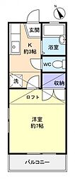 メゾネット21 1階1Kの間取り
