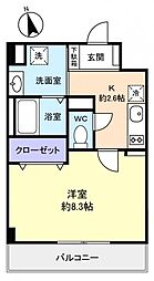 緑が丘ＤＫＢ 3階1Kの間取り
