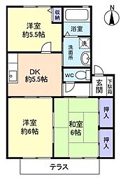 ヤシャルゆりのき 1階3DKの間取り