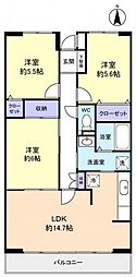 ルーチェ緑が丘B棟 3LDKの間取図画像