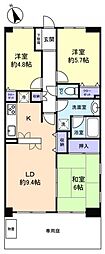 グローリア初穂薬園台ステーションプラザ 3LDKの間取図画像