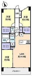 サンクレイドル八千代中央レジデンス 3LDKの間取図画像