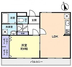 コーポアツミ 1LDKの間取図画像