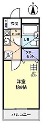 ドエル高津 1Kの間取図画像