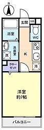 サンモール飯山満 1Kの間取図画像
