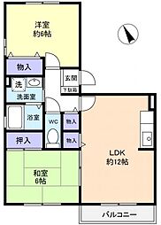 ノーブルヒル 1階2LDKの間取り