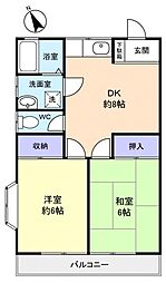コーポ石井 2DKの間取図画像