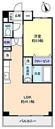 グレースVII 3階1LDKの間取り