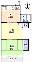 コーポサトー 2階2DKの間取り