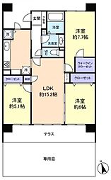 レクセルプラザ村上 1階3LDKの間取り